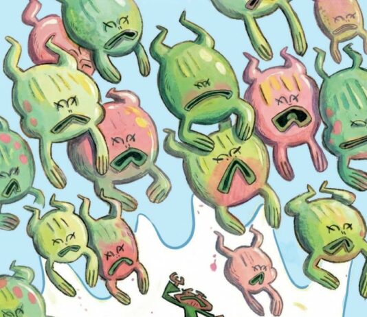 Le Complot des grenouilles - couverture BD jeunesse de Júlia Rubau Vigara (Aventuriers d'Ailleurs)