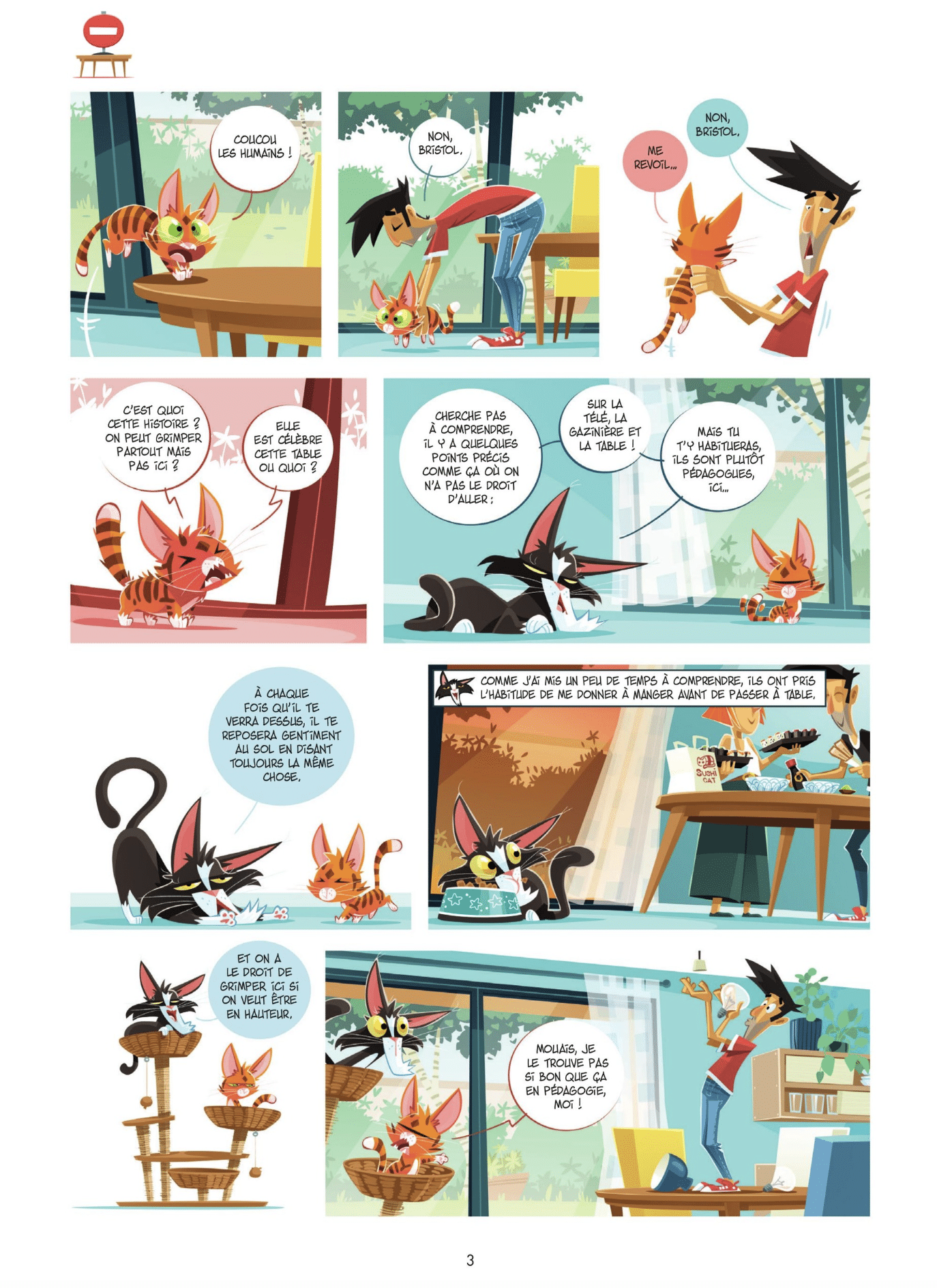 Les Chats en BD – Tome 3, extrait de planche illustrée par Escapa