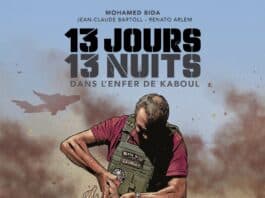 Couverture — [BD] 13 jours, 13 nuits dans l'enfer de Kaboul, de Jean-Claude Bartoll & Renato Arlem, d'après Mohamed Bida (Delcourt)