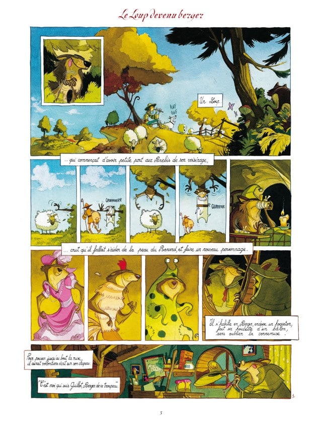 Planche intérieure Les Fables de La Fontaine Édition prestige Delcourt