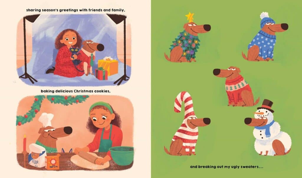 Planche intérieure J'adore ma vie de chien à Noël Kashelle Gourley Skylar Hogan Gallimard Jeunesse