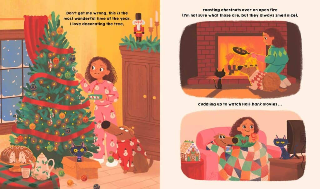 Planche intérieure J'adore ma vie de chien à Noël Kashelle Gourley Skylar Hogan Gallimard Jeunesse