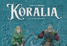 Couverture [BD] Koralia T1 – Le Lac des eaux vertes, de Jean-Luc Masbou (Delcourt – Terres de Légendes)