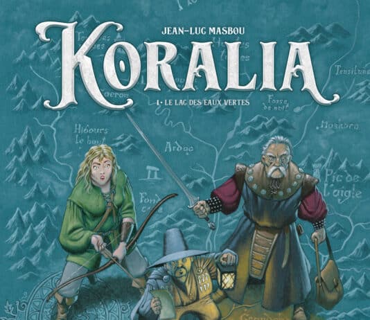 Couverture [BD] Koralia T1 – Le Lac des eaux vertes, de Jean-Luc Masbou (Delcourt – Terres de Légendes)