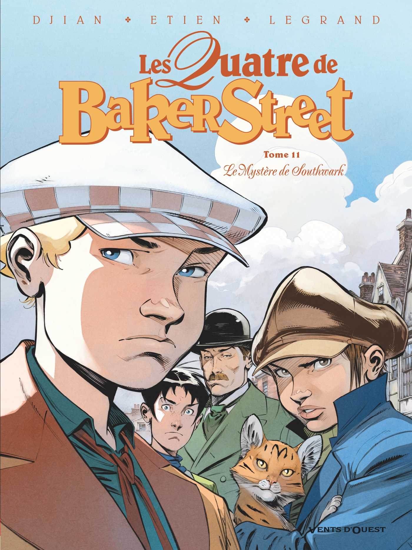 Couverture Les Quatre de Baker Street T11 Le Mystère de Southwark Djian Legrand Etien Vents d'Ouest