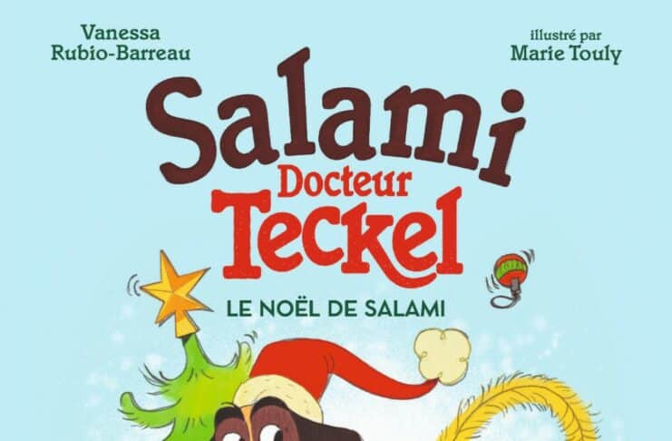 Couverture Salami docteur Teckel T5 Le Noël de Salami Rubio-Barreau Touly Gallimard Jeunesse